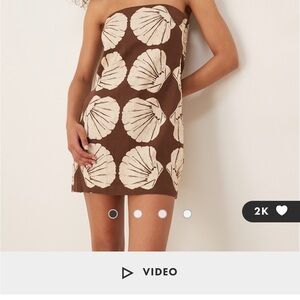 Abercrombie Brown Strapless Dress with Shell Print